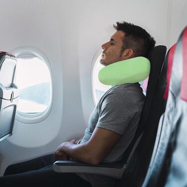 Подушка для шиї з Memory Foam, зручна у подорожах, U-подібна, підтримує шию та голову, для літаків, поїздів, авто (зелена)