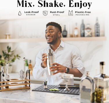 Bare Barrel Mixology Bartender Set - 14 Piece Cocktail Shaker Set with Recipes - Home Bar Accessories & Gift Set