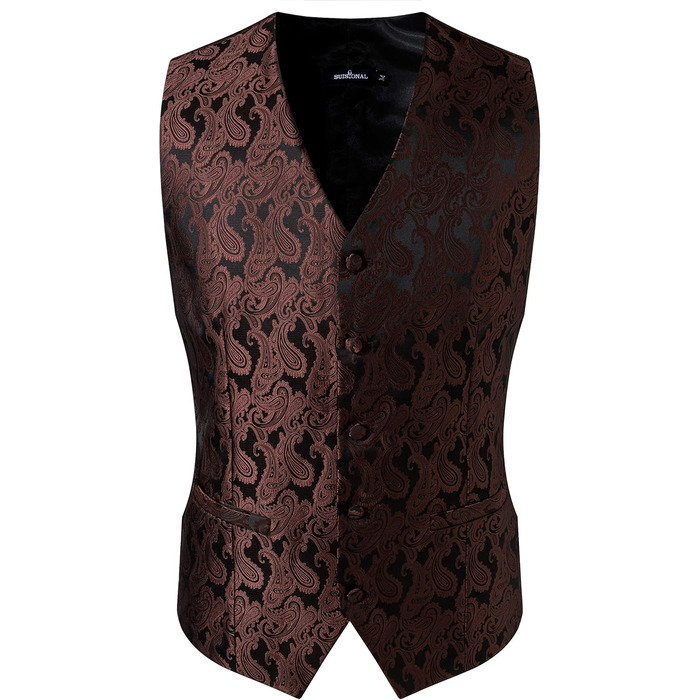 Чоловічий комплект з краваткою та кишеньковим хустинкою, візерунок пейслі, 4-елементний XL, коричневий