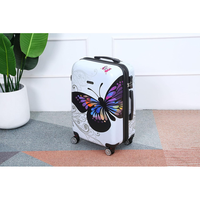 Polycarbonate Suitcase | Medium-Sized Suitcase | 20kg Suitcase | Medium-Sized Suitcase with 4 Wheels | Medium-Sized Suitcase | Rose Gold (Middle 65cm, White)