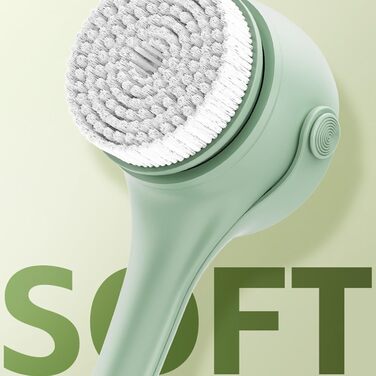 Multifunctional Electric Bath Brush, Shower Brush, Double Handle, 4 Interchangeable Heads for Cleaning