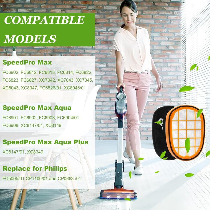 Набір HEPA-фільтрів для пилососа Philips SpeedPro Max серій 7000/8000 (FC5005/01, FC6728, FC6727, FC6822, FC6812) — смінні фільтри для акумуляторного пилососа
