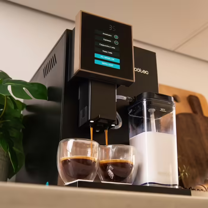Cecotec Fully Automatic Coffee Machine Cremmaet Compactccino Black Rose, 19 Bar, Milk Container, Thermoblock System, 5 Grinding Levels, 150g Coffee Bean Hopper Black, Rose Compactccino