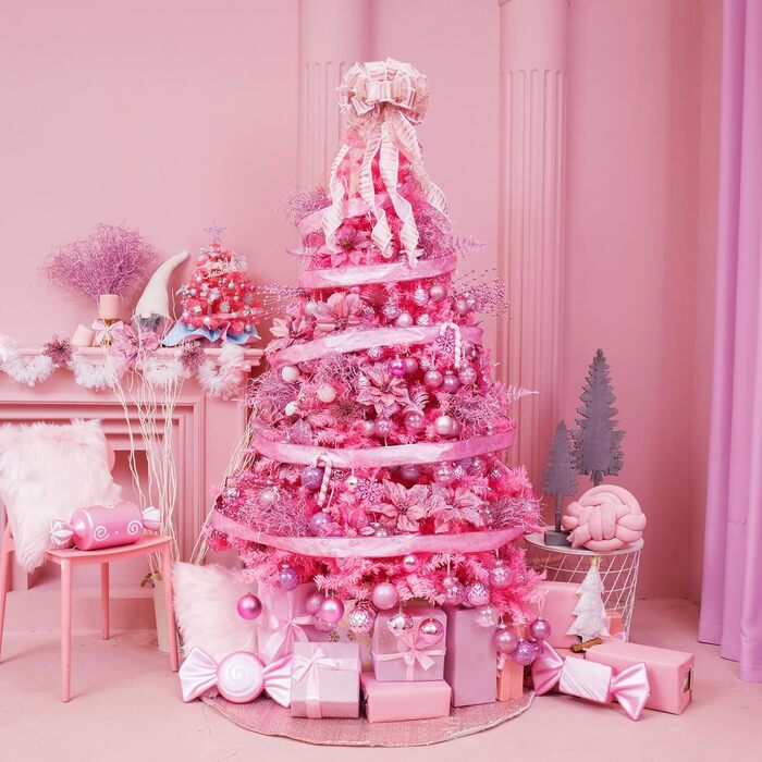 Набір прикрас для ялинки SY CRAFT 86 шт. (золотий, рожевий) - кулі, сніжинки, подарункові пакети