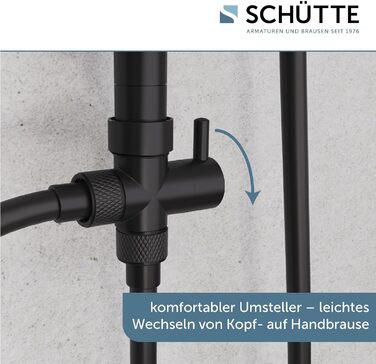 Schütte Shower Set MALLORCA Shower Column with Large Rain Shower Head, Hand Shower with 3 Jet Types, Shower System without Faucet, Matte Black