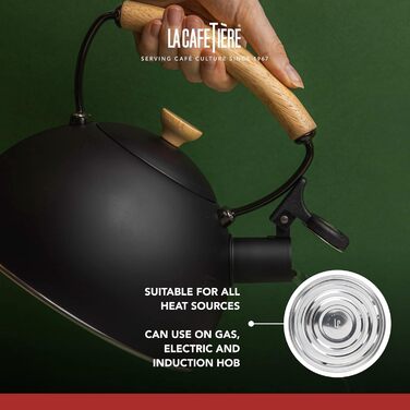 Кавоварка La Cafetière для лате з дерев'яною ручкою, 2.5 л, нержавіюча сталь, чорний колір