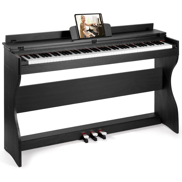 Електронне піаніно MUSTAR 88 клавіш з табуретом, цифрове піаніно, чорне. USB/MIDI, LCD, для початківців