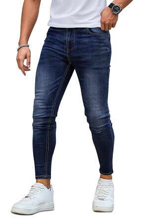 Чоловічі джинси GINGTTO Slim Fit Stretch Skinny блакитні, 40W/30L