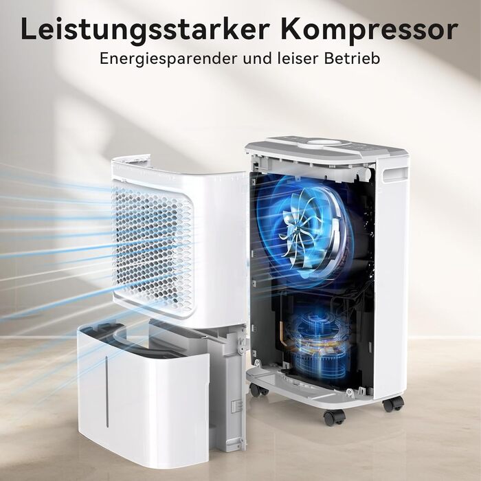 Електричний осушувач повітря Crecolife 12L/24h, 190W, для приміщень 20м², з цифровим дисплеєм та сенсорною панеллю керування, 3 режими осушення, 2 варіанти зливу, таймер 24г