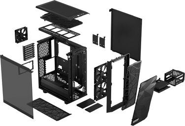 Корпус для комп'ютера Fractal Design Meshify 2 Compact Black ATX Mid Tower (Black TG Light Tint), високий повітряний потік