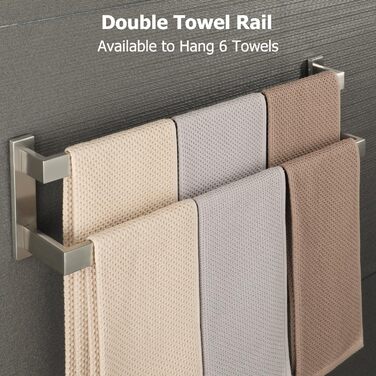 Тримач для рушників SAYAYO: настінна полиця для рушників на 3 секції, 64 см, нержавіюча сталь, для ванної кімнати та кухні