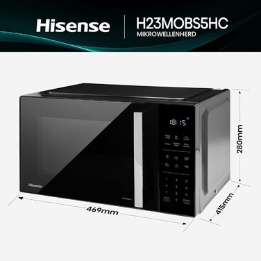 Мікрохвильова піч Hisense H23MOBS5HC 23 л, 900 Вт, AirFry, 4 в 1, чорна