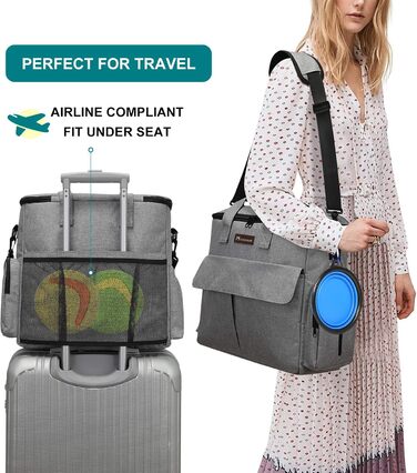 Modoker Airline Approved Pet Carrier & Travel Set - Dog & Cat Carrier Bag with Multifunction Pockets - Grey 6 Piece Set