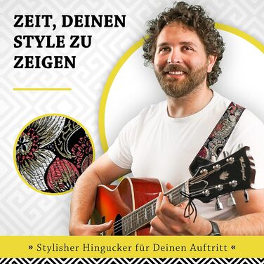 Гітарний ремінь Belfort® для електрогітари, акустичної гітари, бас-гітари та укулеле - для дорослих та дітей. З мікрофібри + E-BOOK