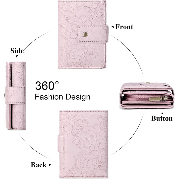 SENDEFN Wallet for Women, Medium-Sized Leather Purse, Zipper Wallet for Women with Coin Pocket & RFID Protection