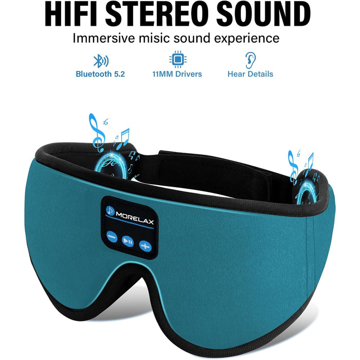 Маска для сну з Bluetooth-навушниками, 3D маска для сну, бездротова музична маска для сну для тих, хто спить на боці/спині, навушники для сну (Цянова)