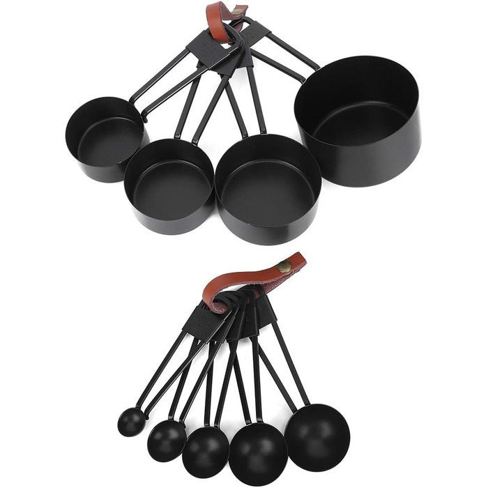 9-Piece Black Measuring Cup Set, Coffee Spoon with Scale for Kitchen and Cooking Utensils, Measuring Cups, Measuring Spoons, and Measuring Cups. Measuring Cups, Measuring Cups (black)