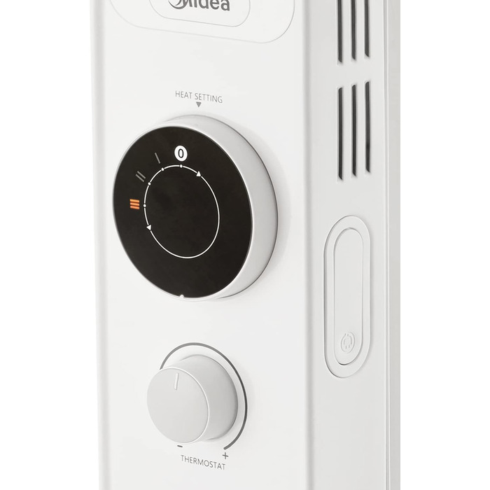 Радіатор масляний Midea 2000W, енергозберігаючий, тихий, з 9 ребрами, термостатом, 3 режими, захист від замерзання, LED дисплеєм, захистом від перекидання та перегріву, ECO-режим