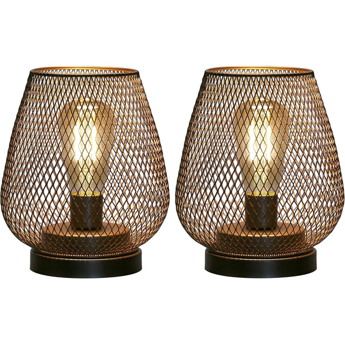 LED ліхтар JHY DESIGN 2 шт. з металевого каркасу, акумуляторний, бездротовий, 17 см, індустріальний стиль, для дому та саду, весільниці (чорний метал з золотом)