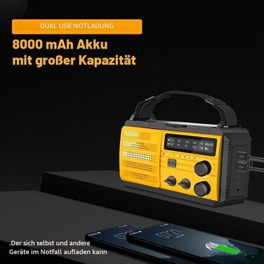 Сонячна радіостанція 20000mAh з ручним генератором, FM/AM/SW радіо, Powerbank, LED ліхтарик, SOS сигнал, USB зарядка для походу
