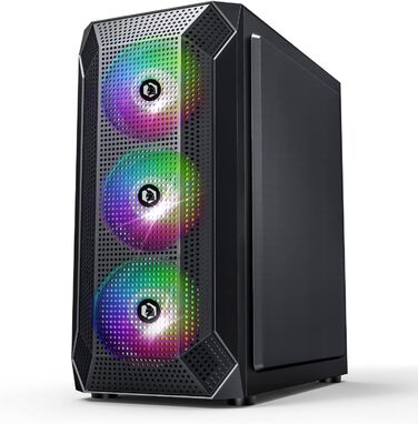 Корпус ПК EMPIRE GAMING Diamond для геймерів, ARGB, середній, ATX, з фасадом з алмазного плексигласу та скляною бічною панеллю, 4 вентилятори 120 мм RGB, (Ruby B)