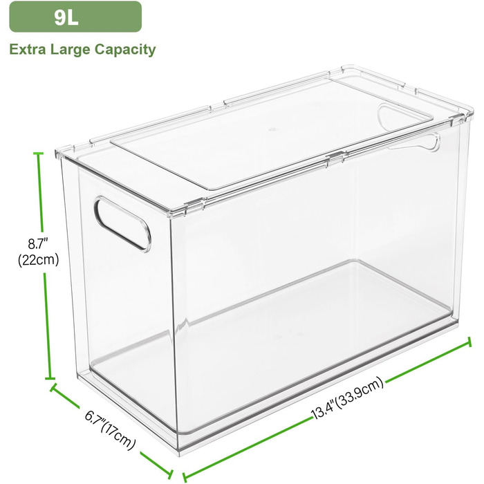 Refrigerator Organizer Drawer Set with Handle, 3-Piece Stackable Kitchen Storage Boxes with Pull-Out Drawer & Lid for Vegetables, Berries, Meat | PET Plastic Food Storage Containers (1 pack-9L)