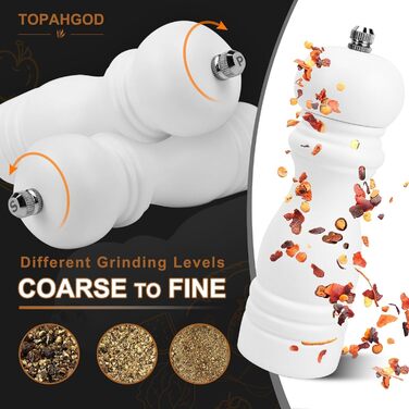 Набір з 2 шт. дерев'яних мельниць для солі, перцю та чилі - ручні, з регулюванням помелу. Ідеально для солі, перцю та чилі.