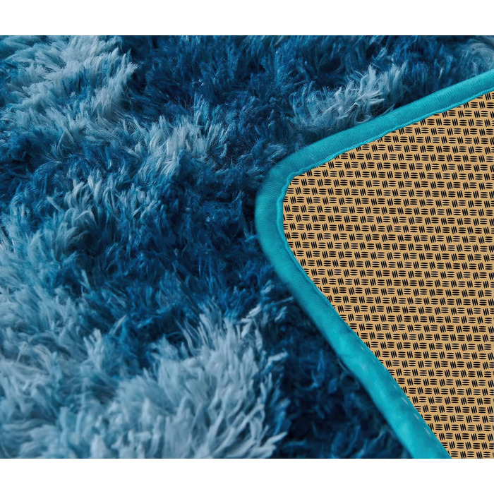 Килим для вітальні, дитячої, спальні 200x300 см, темно-синій, миючий, з антиковзанням, високий ворс