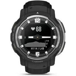 Garmin Instinct Crossover - Розумний гібридний годинник з GPS, аналоговим вимірюванням часу, 40+ спортивних функцій, сповіщеннями та Garmin Pay (Чорний/Срібний)