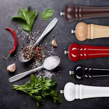 Relaxdays Pepper Grinder, Wood, Ceramic Grinding Mechanism, Large, HxWxD: 40 x 6 x 6 cm, Classic Design, Red