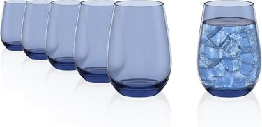 Stölzle Lausitz ELEMENTS Glasses 465 ml Blue-Gray I Drinking Glasses 6-Piece Set I Dishwasher-Safe Glass Set I High Impact Resistance I Universal Glasses as Water Glasses, Juice Glasses, Whisky Glasses