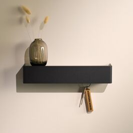 Ключниця настінна Designfabrik Hamburg: сучасний органайзер для ключів з полицею, металевий тримач для ключів у мінімалістичному дизайні для передпокою та коридору, чорний колір