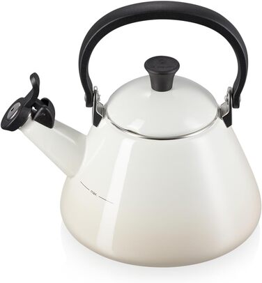 Le Creuset Kone Kettle with Whistle, Enameled Steel, 1.6 L, Meringue, 40101027160000