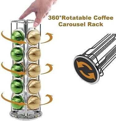 Тримач для капсул Nespresso Vertuo Sevenline – органайзер карусель на 20 капсул (срібний)