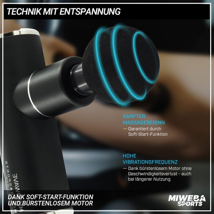 Масажер для м'язів Miweba MM200 | Масажна пістолета з LCD-дисплеєм та 6 насадками
