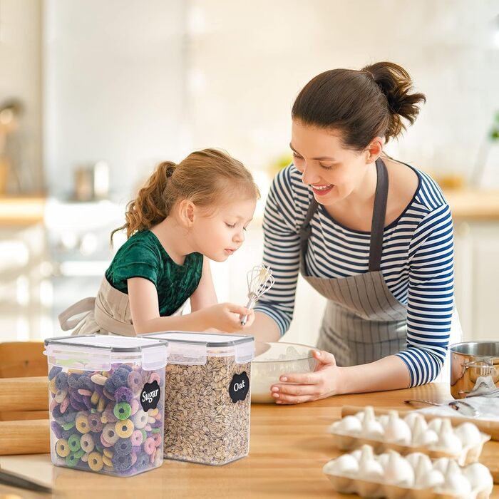 Набір контейнерів для продуктів з кришкою, 16 шт., BPA free, герметичні, для зберігання круп, борошна, цукру, з етикетками (1.6л)