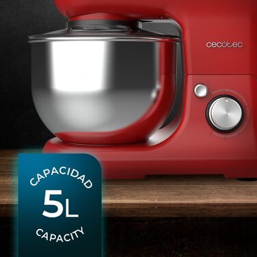 Кухонний комбайн Cecotec Cecomixer 250W з чашею з нержавіючої сталі, 3л, 5 функцій (місити, збивати, змішувати, монтувати, емульгувати), 6 швидкостей, червоний