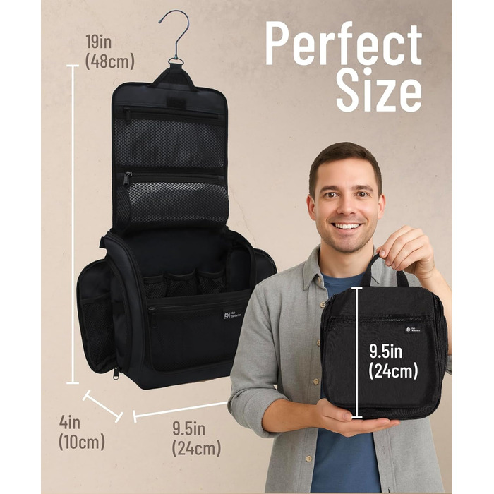 Сумка-органайзер для косметики та туалетних аксесуарів D&D - чорна, на гачку, для подорожей