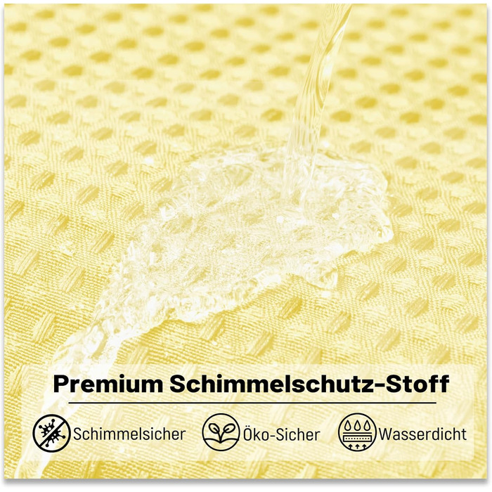 Шторка для душу BTTN вафельна, 180x200 см, антигрибкова, важка, водонепроникна, текстильна, з 12 гачками, зелена