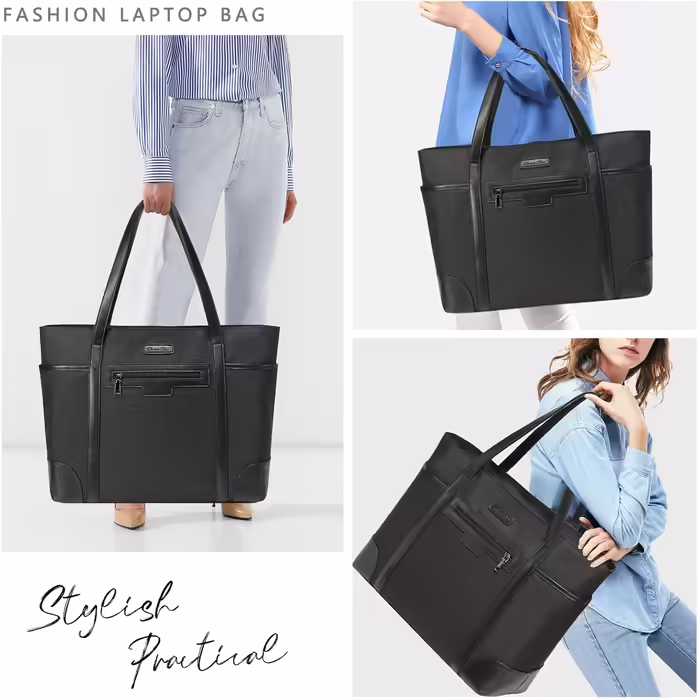 Chase Chic Laptop Handbag Women, Waterproof Large Work Bag Women 17.3 Inch Laptop Bag Shopper Tote Bag with Luggage Strap