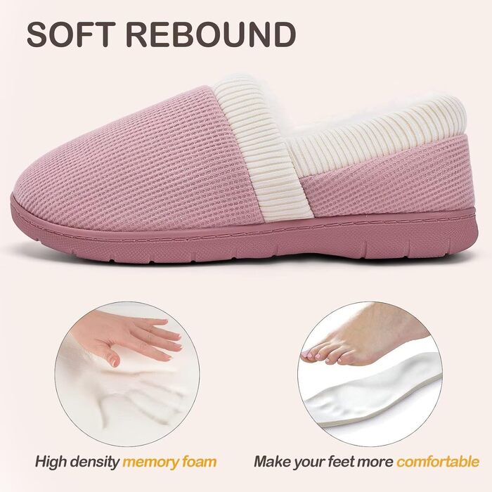 Тапочки для дому жіночі теплі з меморі-піною, зимові, розмір 36-43 EU, м'ятно-зелені (36/37 EU, рожеві)