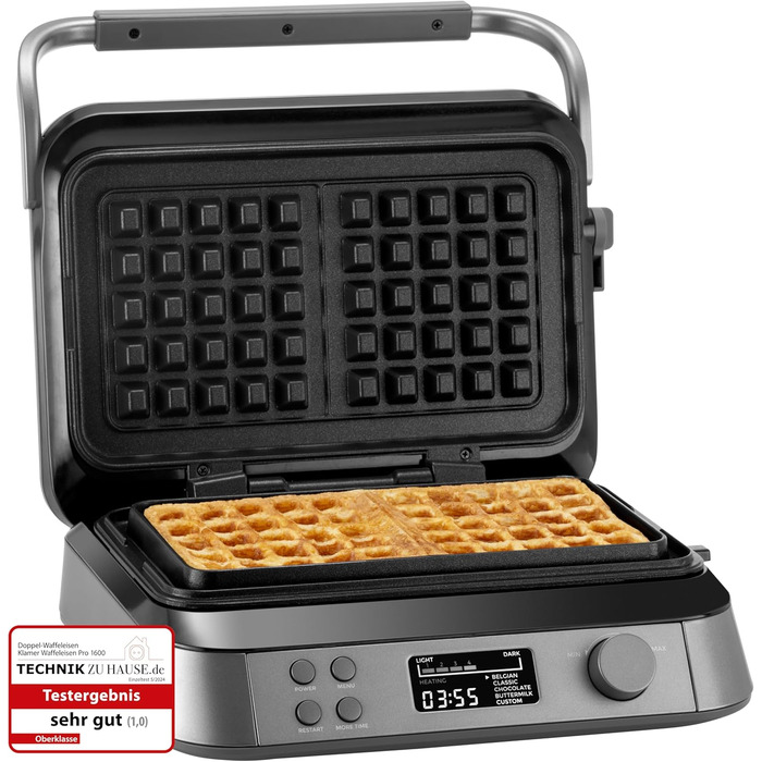 KLAMER Heart-Shaped Waffle Maker, Heart-Shaped Waffles, 5 Settings, High-Quality Non-Stick Coating, Easy Cleaning, 1,000W, Black