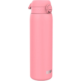 Ion8 Vacuum Insulated Stainless Steel Water Bottle, 1 Liter, 920 ml, Leak-Proof, One-Handed Opening, Secure Locking, Dishwasher Safe, Carrying Handle, Durable, Ideal for Sports and Yoga (OneTouch 2.0, Rose Pink)