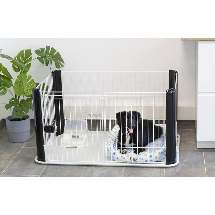 Вольєр для цуценят Iris Ohyama з замком та знімним дахом, білий, 113x79x60 см. Підходить для собак та котів, для використання в приміщенні та на вулиці