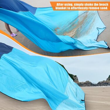 AnorTrek Пляжна ковдра без піску, водонепроникна, 300x300 см, велика, швидковисихаюча, легка, м'яка та міцна, для пляжу, кемпінгу, пікніка та саду