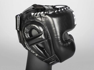 Paffen Sport PRO Mexican Boxing Headgear - Sparring Headguard for Kickboxing, Muay Thai - White (M/L, Black)