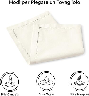 Encasa XO Cloth Napkin Set of 12 | Pure Cotton with Hemstitch Design | Natural | Square Size 43x43 cm | Table Napkins – Machine Washable & Reusable