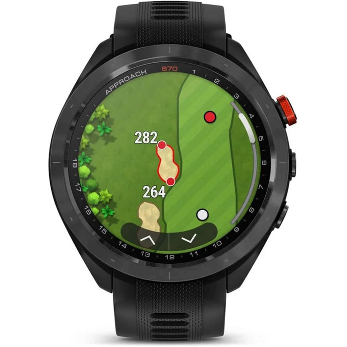 Смарт-годинник Garmin Approach S70 з силіконовим ремінцем, чорний (47 мм)
