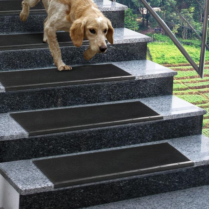 Rubber Threshold Ramps - Non-Slip Transition Mats for Indoor/Outdoor Use - 5 Piece Set - Various Designs - 25x75cm (Santiago)