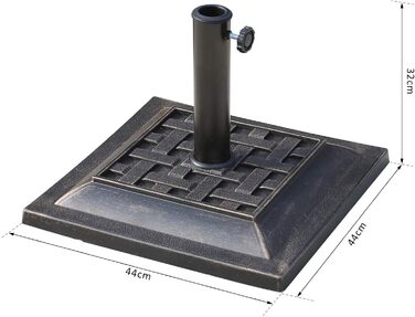 Outsunny Umbrella Stand Parasol Base Umbrella Stand 9kg 38/48mm Polyester Resin Bronze L44 x W44 x H33cm